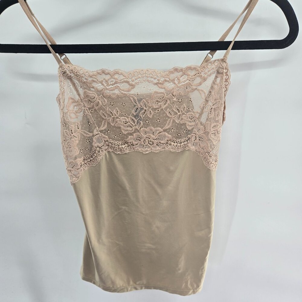 Vintage Jones New York Beige Nylon Lace Cami Size Medium